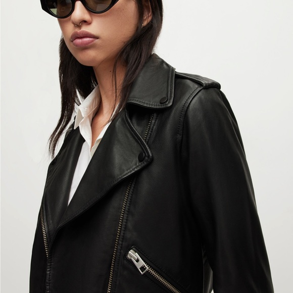 All Saints Balfern Black Leather Jacket size 00 - Picture 3 of 12